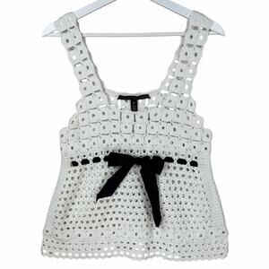 Y2K Robert Rodriguez Babydoll Crochet Top Womens Medium Boho Coquette Twee White